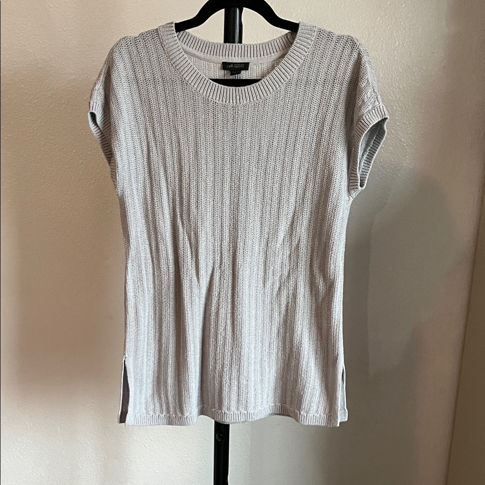 J. Jill Light Gray Short Sleeve Knit Top NWT